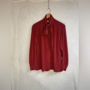 Burgundy blouse with tie neck